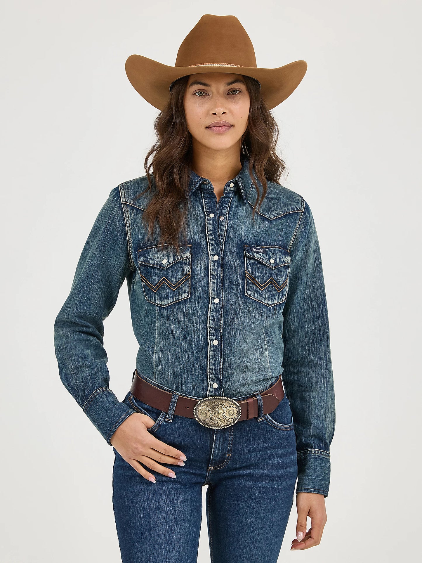 LADIES WRANGLER DENIM SHIRT