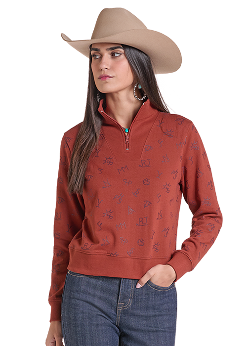LADIES RANCH BRAND 1/4 ZIP- ROSE