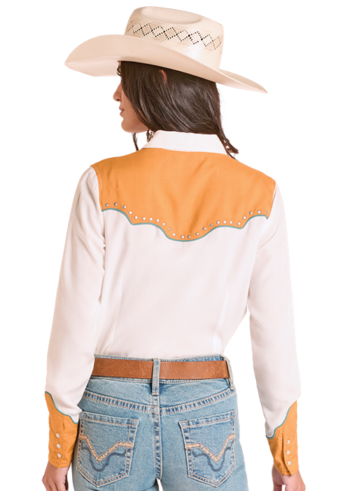 LADIES RETRO COLOUR BLOCK FLORAL SHIRT
