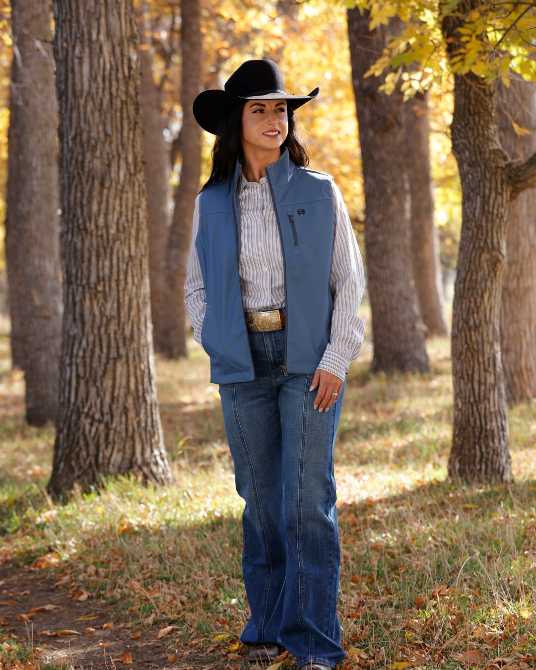LADIES BONDED SOFTSHELL VEST- BLUE