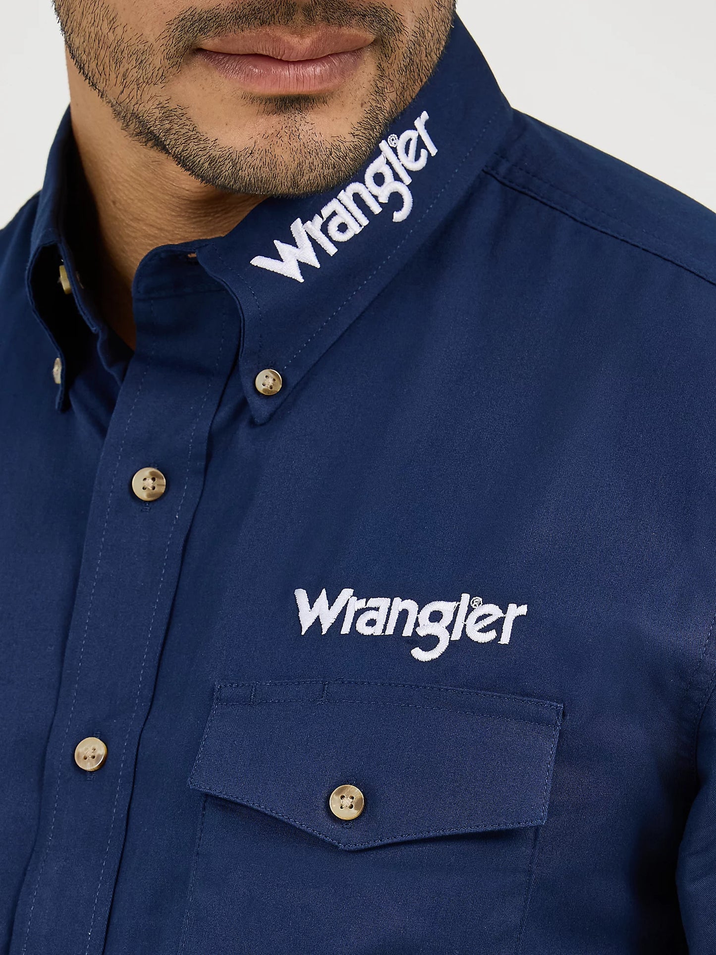 MENS WRANGLER NAVY LOGO SHIRT