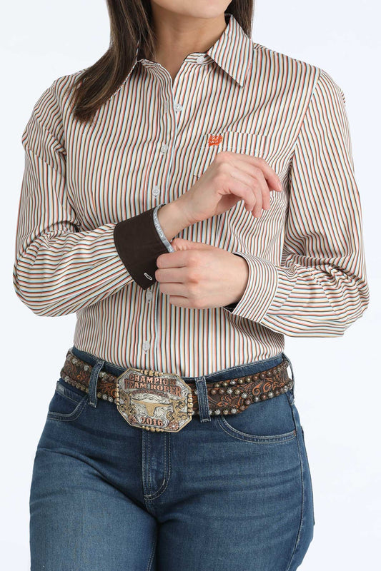 WOMENS ORANGE STRIPE SHIRT