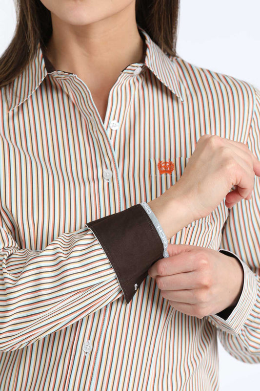 WOMENS ORANGE STRIPE SHIRT