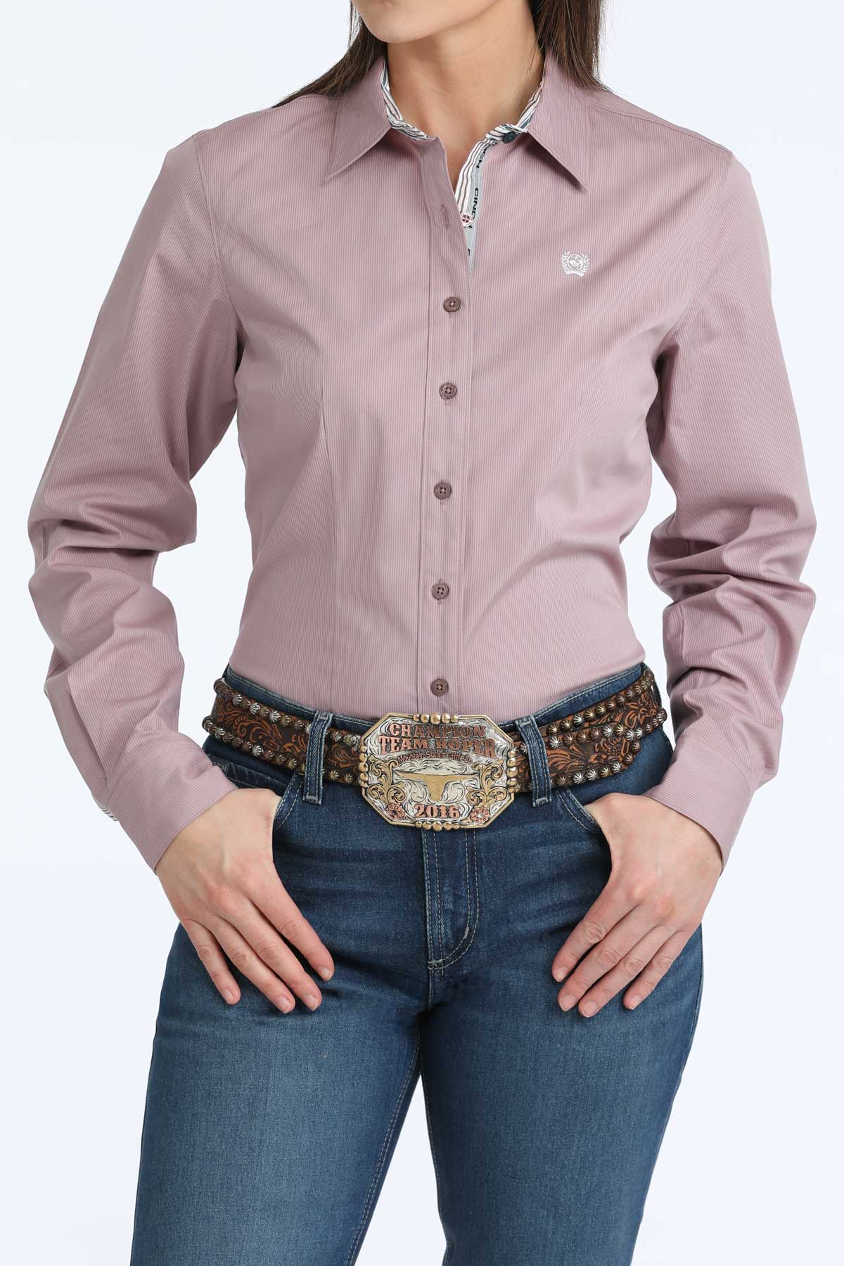 LADIES LILAC STRETCH SHIRT