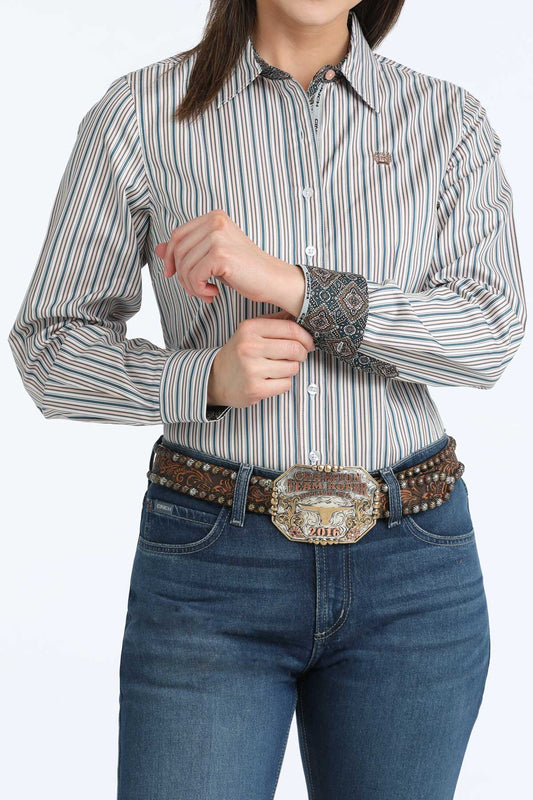 LADIES BROWN/BLUE STRIPE