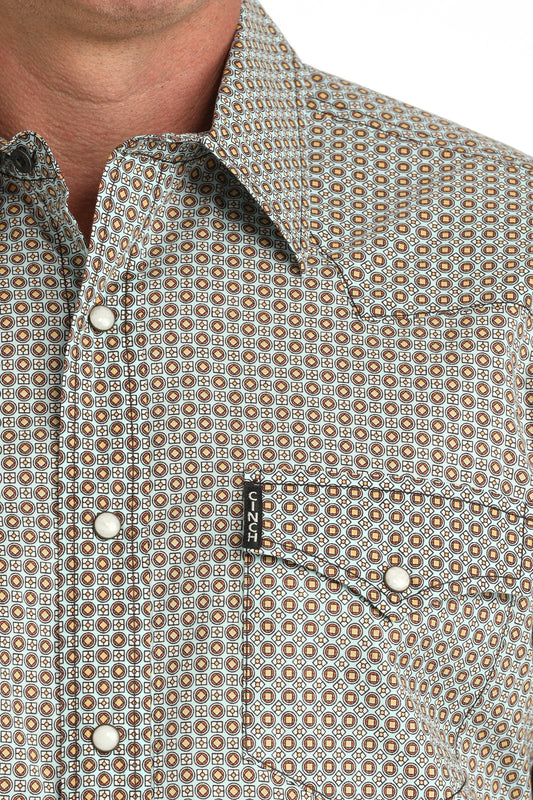 MENS MODERN FIT- BLUE/BROWN PRINT