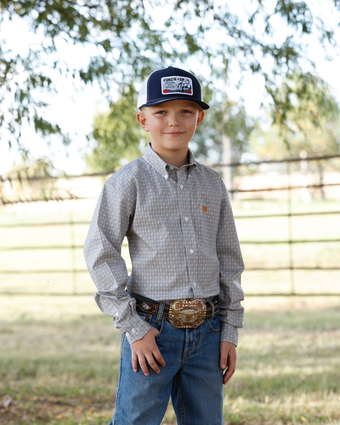 BOYS WHITE/BLUE WESTERN SHIRT