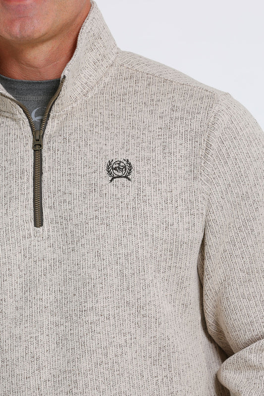MENS 1/4 ZIP PULLOVER- STONE