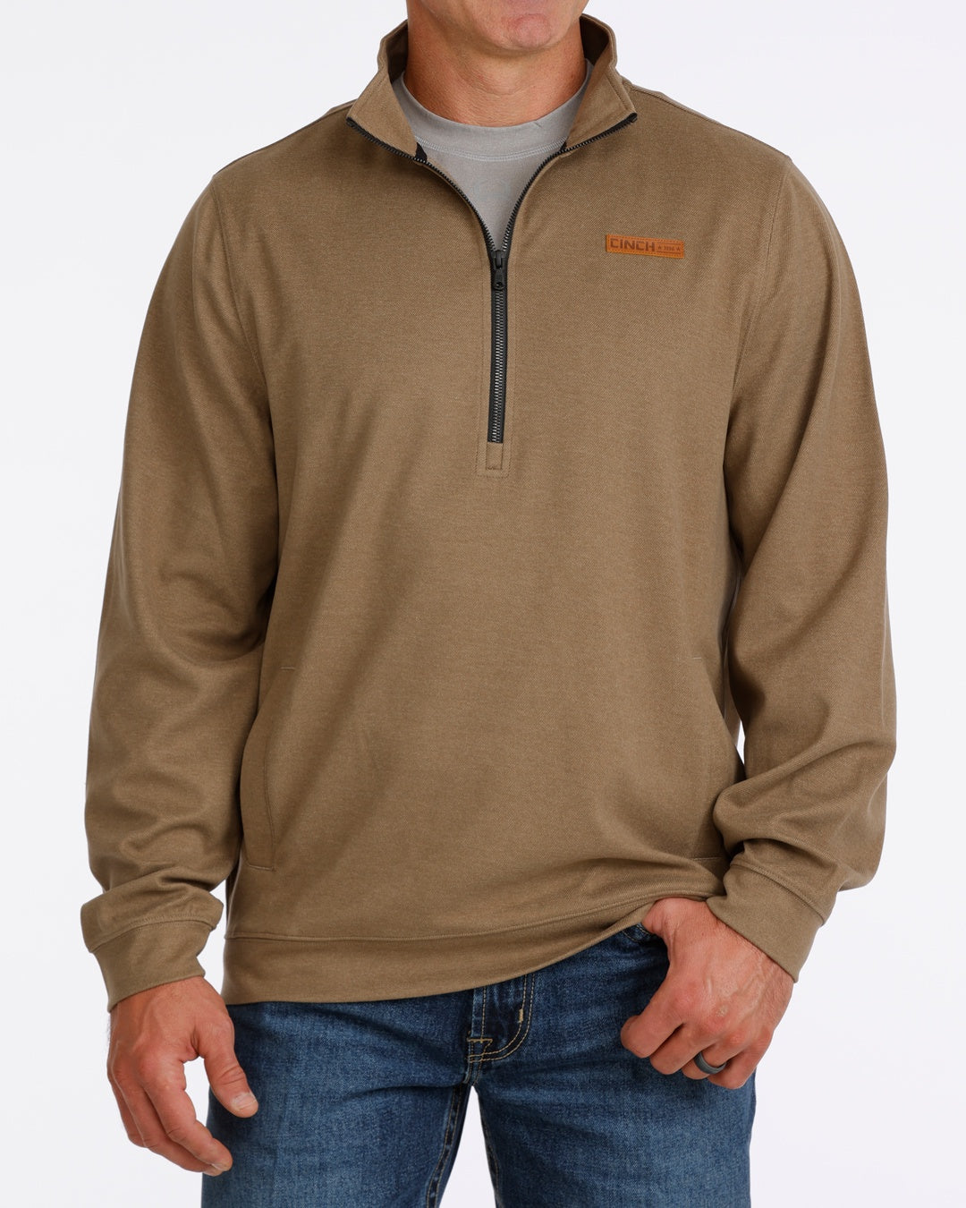 MENS 1/4 ZIP PULLOVER- BROWN