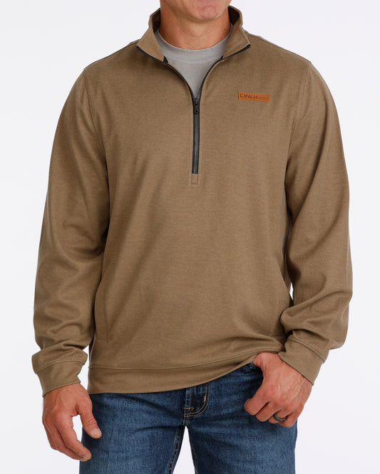 MENS 1/4 ZIP PULLOVER- BROWN