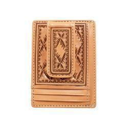MENS DIAMOND TOOLED LEATHER MONEY CLIP