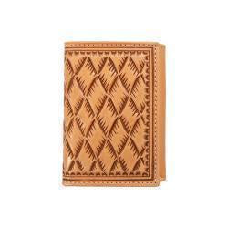 MENS TRIFOLD WALLET WITH LARGE BASKETWEAVE
