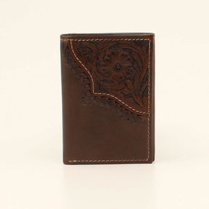 MENS NOCONA TRIFOLD WALLET - FLORAL TOOLED EDGE