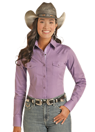 LADIES PANHANDLE POPLIN SHIRT - PURPLE