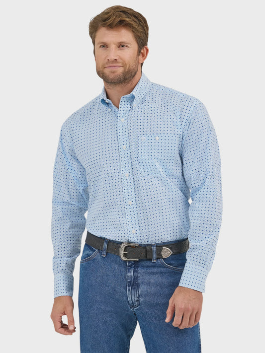 MENS WRANGLER CLASSIC BLUE BUTTON SHIRT