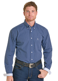 MENS PANHANDLE NAVY DOBBY CHECK SHIRT