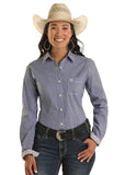 LADIES PANHANDLE MICRO STRIPE BLUE SHIRT