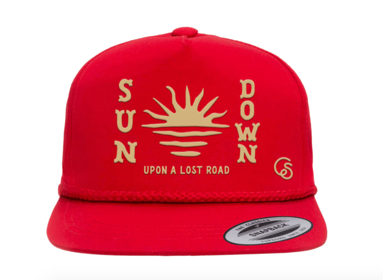 COWBOY SH*T's- SUN DOWN Emb.- Red Poplin Flat Brim