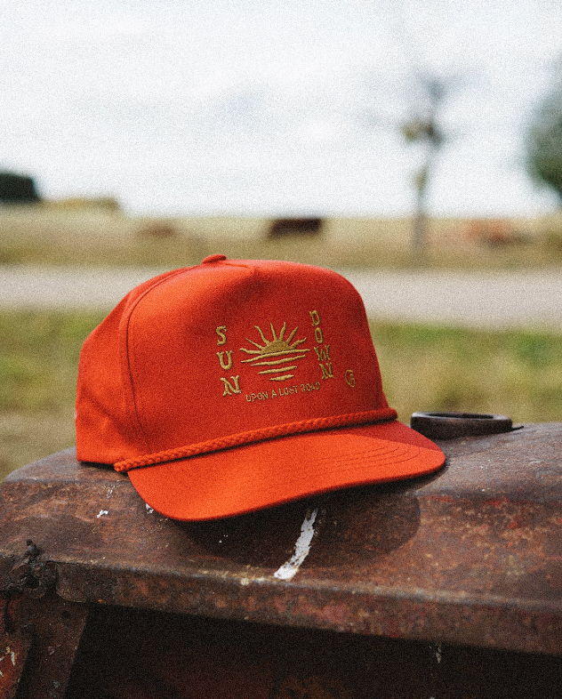 COWBOY SH*T's- SUN DOWN Emb.- Red Poplin Flat Brim