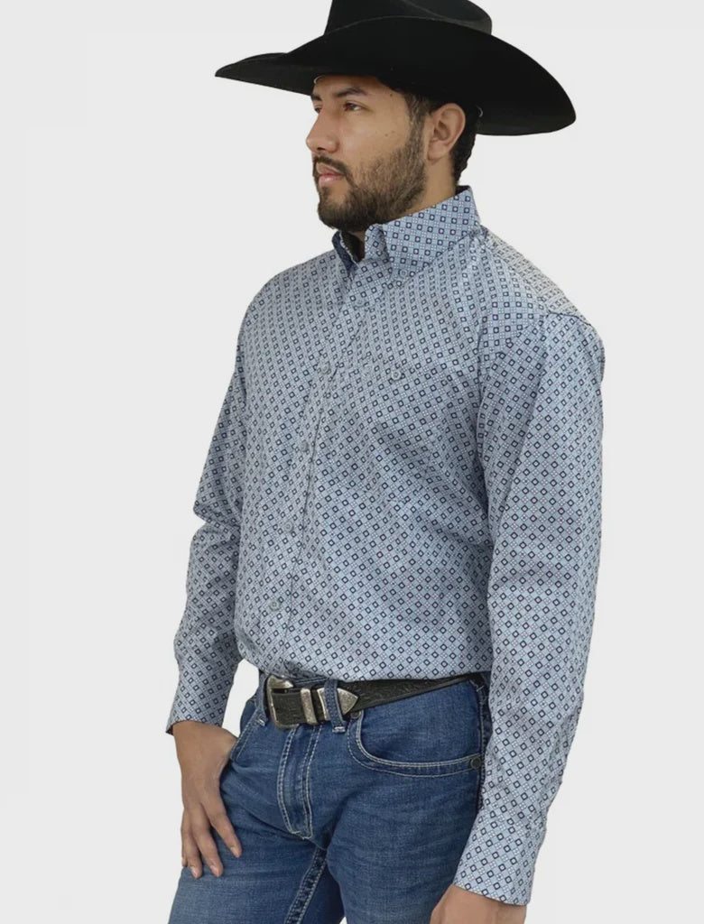 MENS GEORGE STRAIGHT BLUE DIAMOND PRINT SHIRT