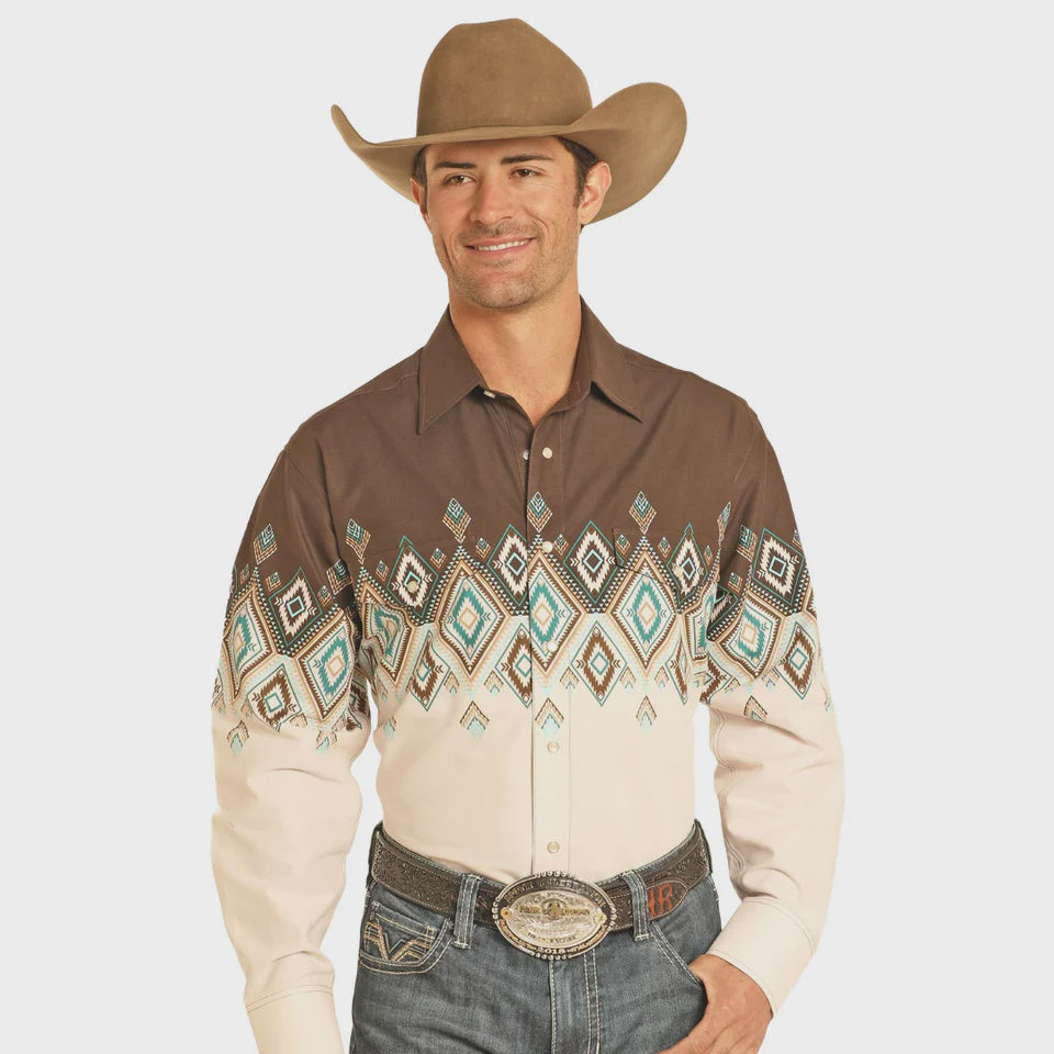 MENS PANHANDLE BROWN AZTEC SHIRT