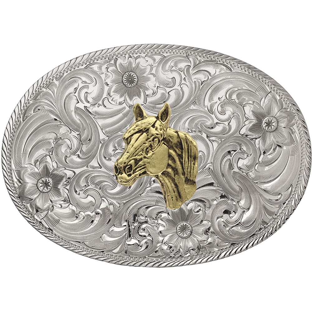 GERMAN SILVER BUCKLE- HORSE HEAD