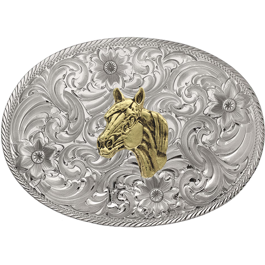 GERMAN SILVER BUCKLE- HORSE HEAD