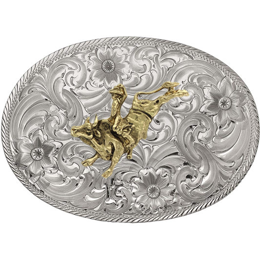 MONTANA BULLRIDER BUCKLE WITH GERMAN SILVER