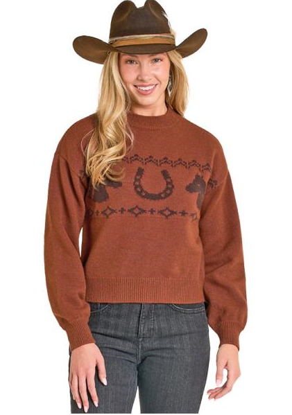 LADIES PANHANDLE ORANGE SWEATER