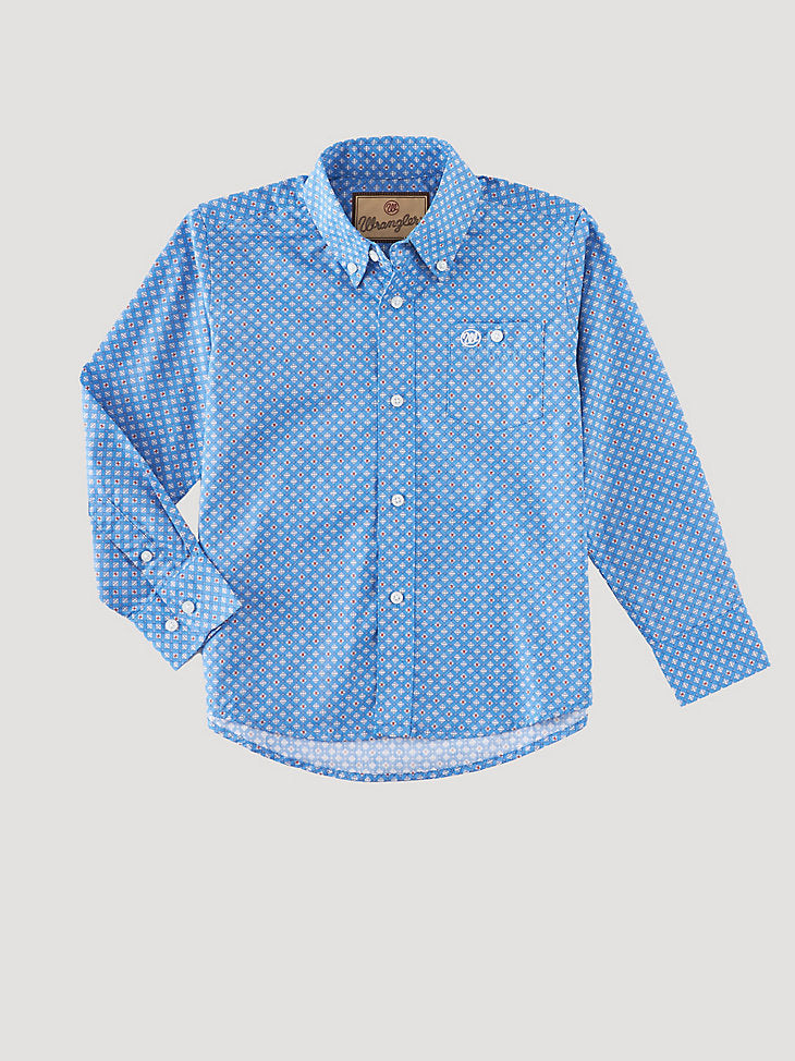 BOYS BLUE PRINTED WESTERN SHIRT -40% OFF