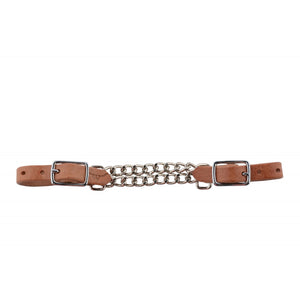 LEATHER DOUBLE CURB CHAIN