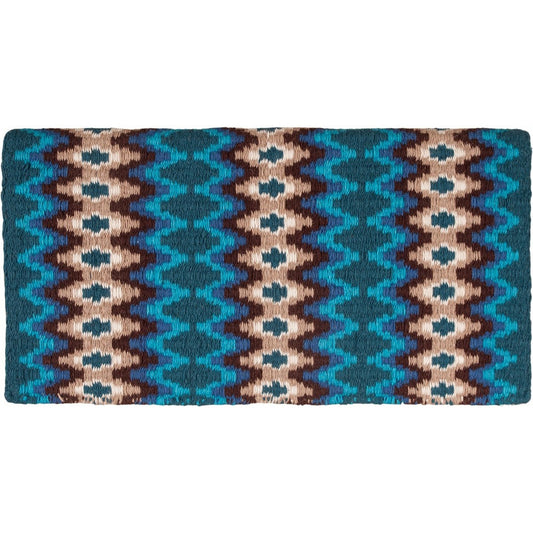 MUSTANG MOHAIR WOVEN SHOW BLANKET - TEAL/CHOCOLATE