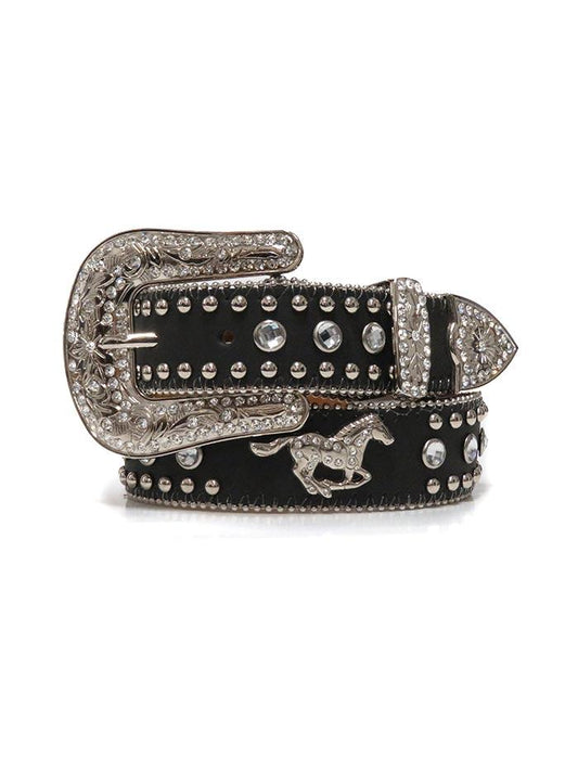 YOUTH BLACK W/ HORSES BELT