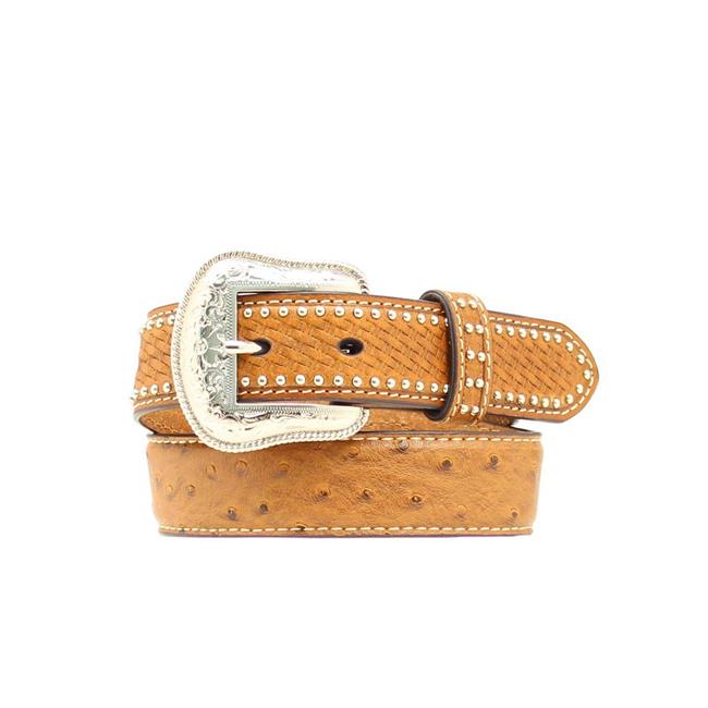 YOUTH COGNAC FAUX OSTRICH BELT- 20% OFF