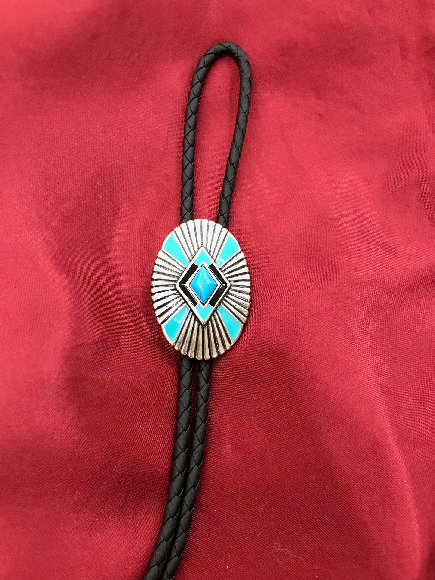 SILVER BOLO W/ TURQUOISE/BLACK ACCENT