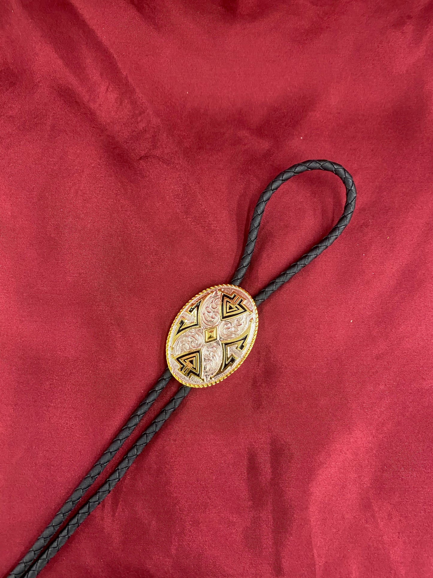 GOLD/BLACK AZTEC BOLO TIE