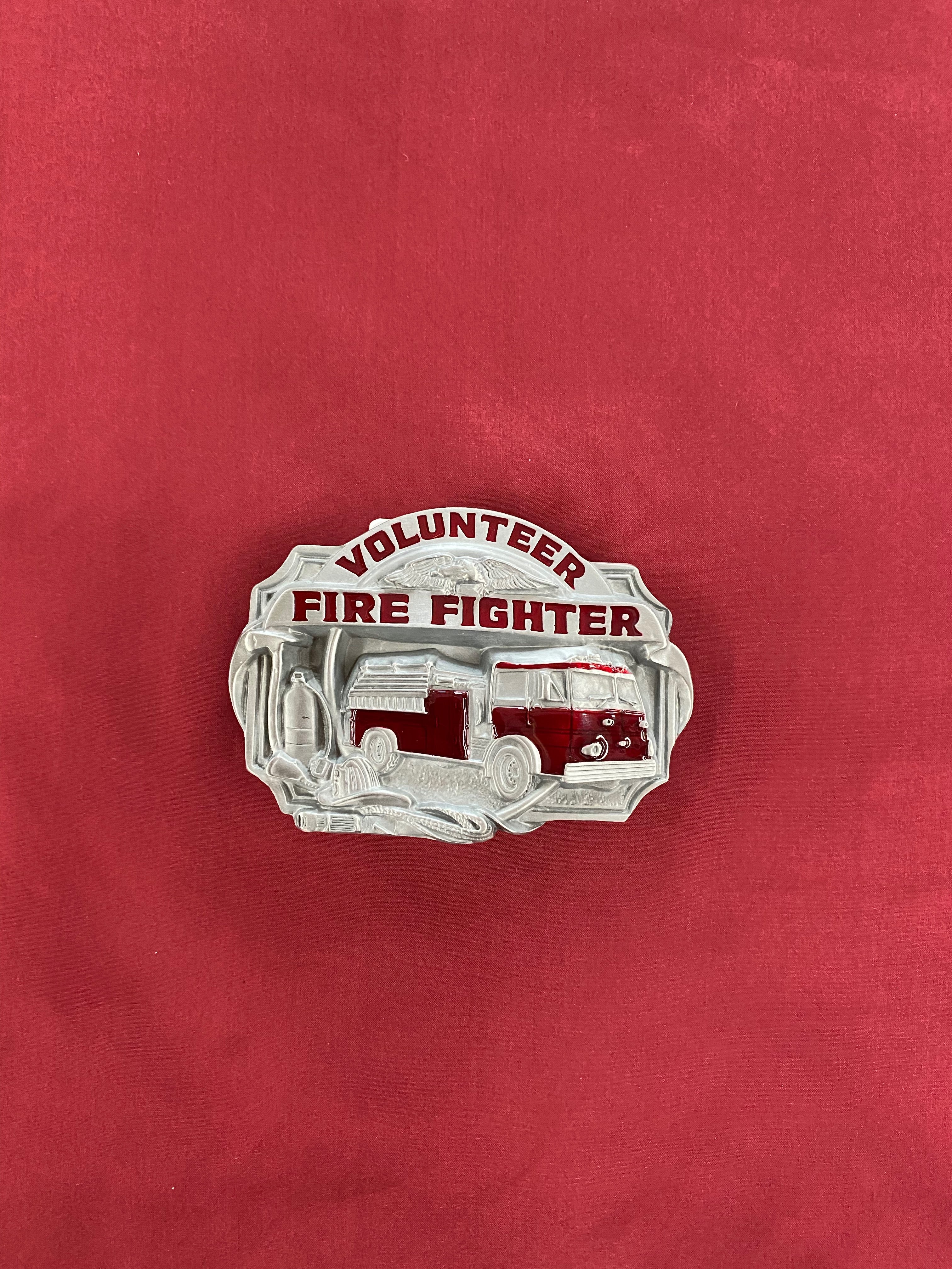 MAJOR IMPORTS VOLUNTEER FIREFIGHTER BUCKLE- RED