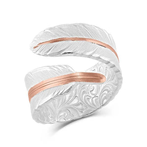 OPEN FEATHER RING W/ ROSE GOLD