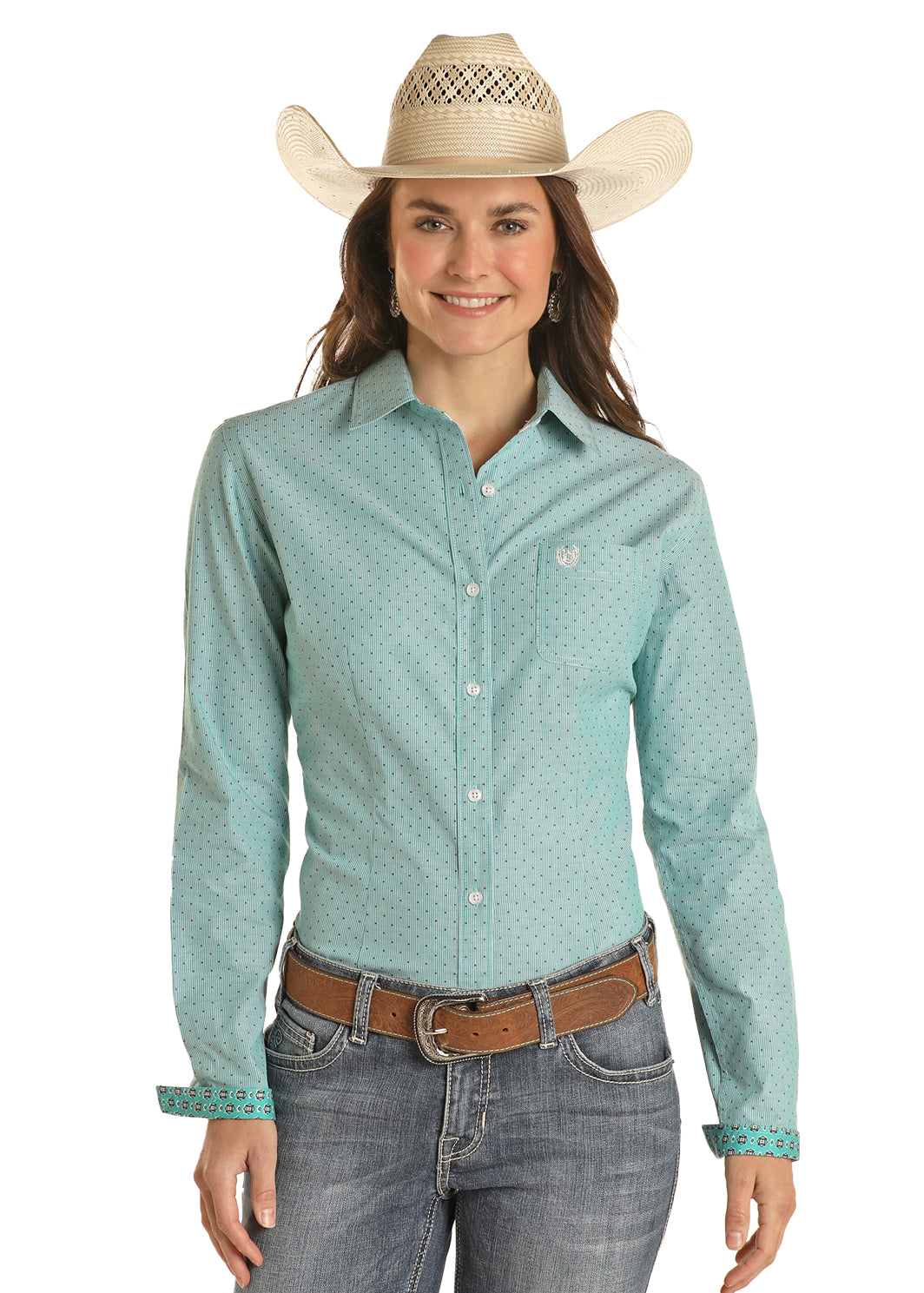 LADIES TEAL PANAHNDLE SHIRT