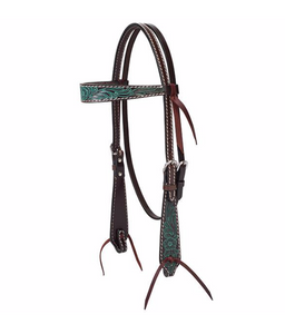 WEAVER CARVED TURQUOISE FLOWER BROWBAND HEADSTALL