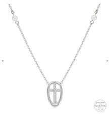 STERLING SILVER CROSS NECKLACE W/ PEARLS